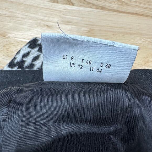 Akris Punto NWT Houndstooth Black White Red Wool Blend Fringe Mini Skirt Size 8 - Picture 8 of 12